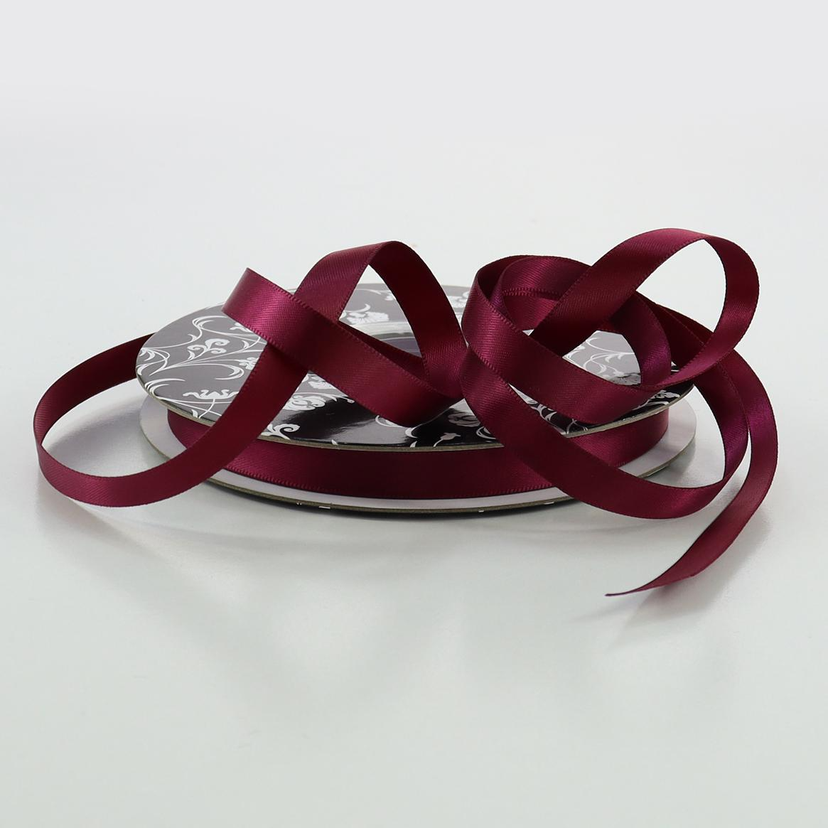 10MM DOUBLE SIDED SATIN 30M PER ROLL BURGUNDY