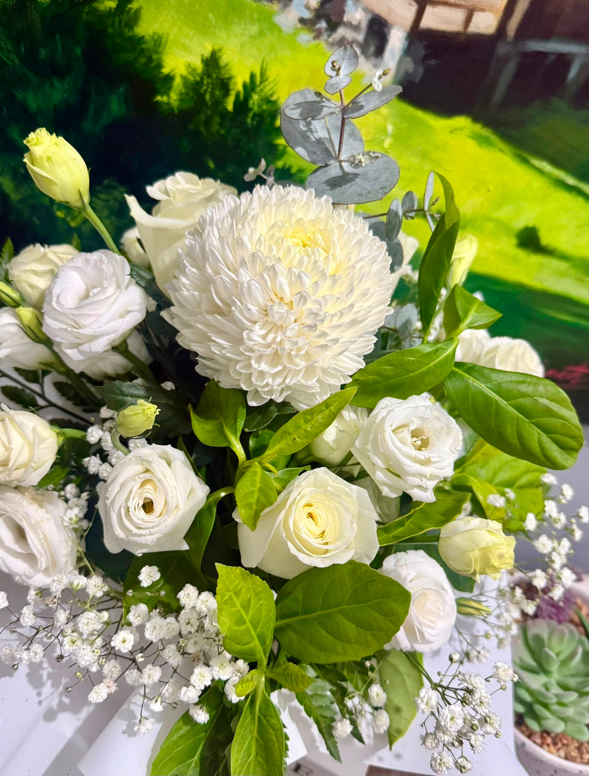 Peaceful White Sympathy Arrangement