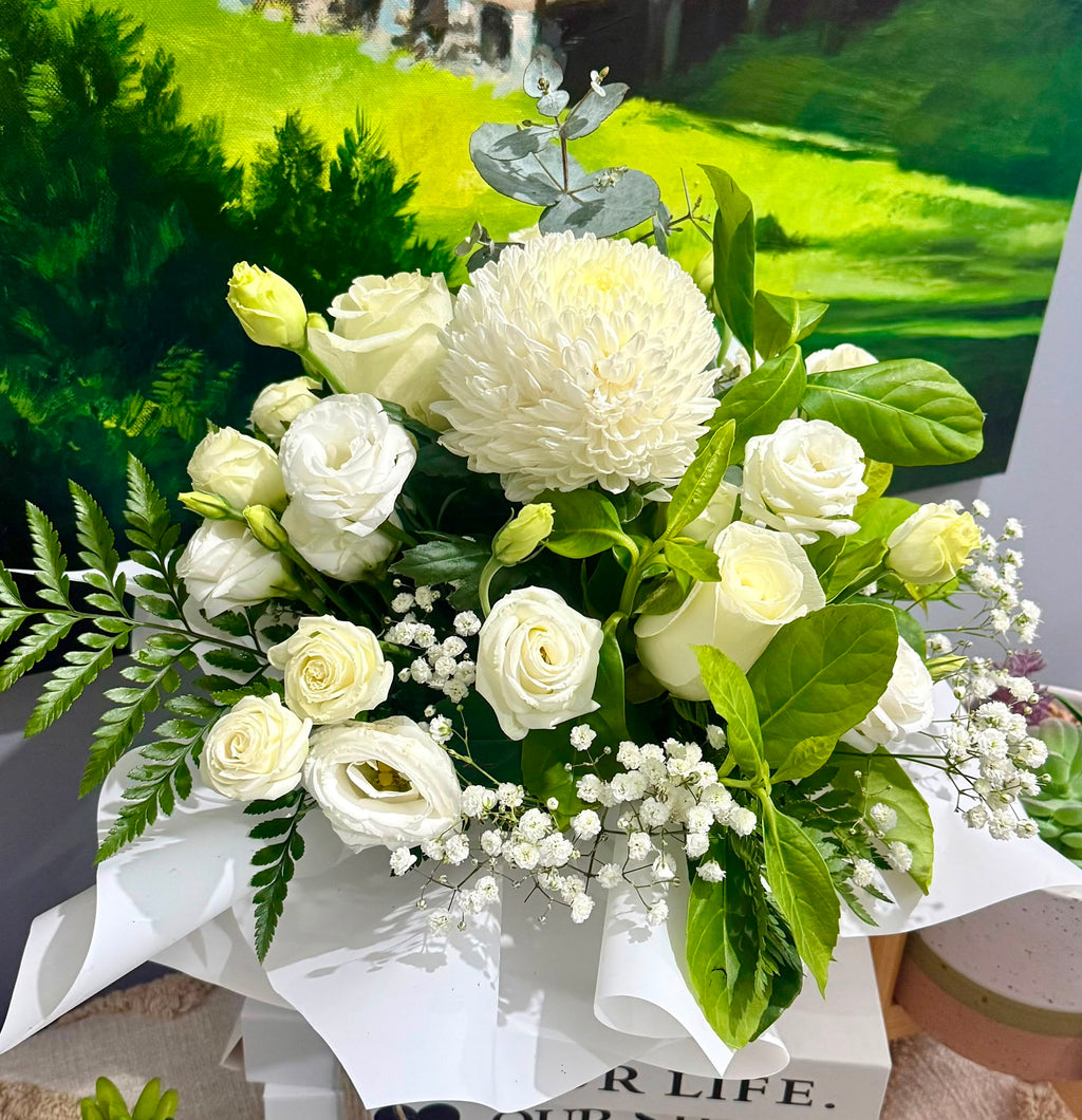 Peaceful White Sympathy Arrangement
